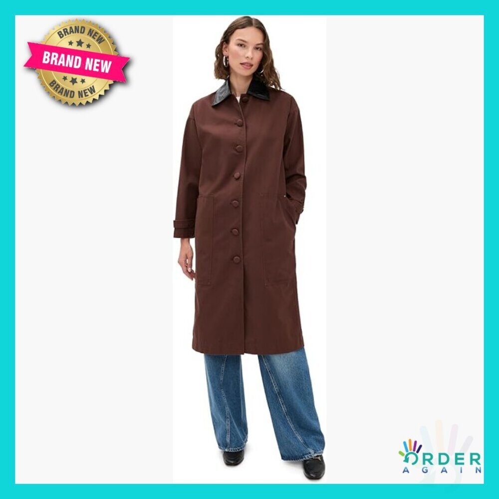 Long Utility Barn Jacket Classic Chic Oversized Button Placket Casual